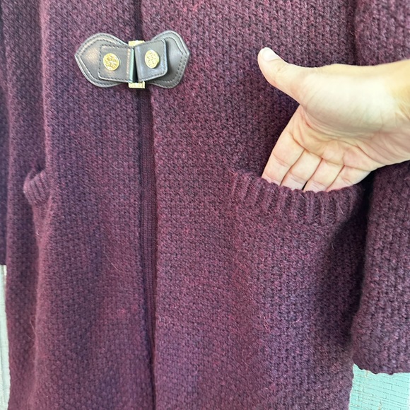 Tory Burch Plum Colette Wool Blend Sweater Coat - Picture 7 of 10